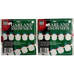 Vintage Paper Magic Group Snowman Honeycomb Christmas Garland 9" Ea Lot Of 2 NOS